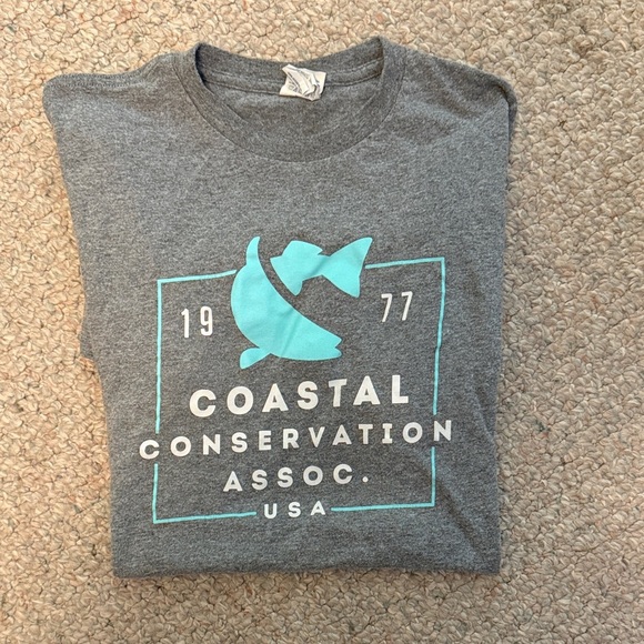 Delta Tops - Delta Gray Tee with Teal Coastal Design